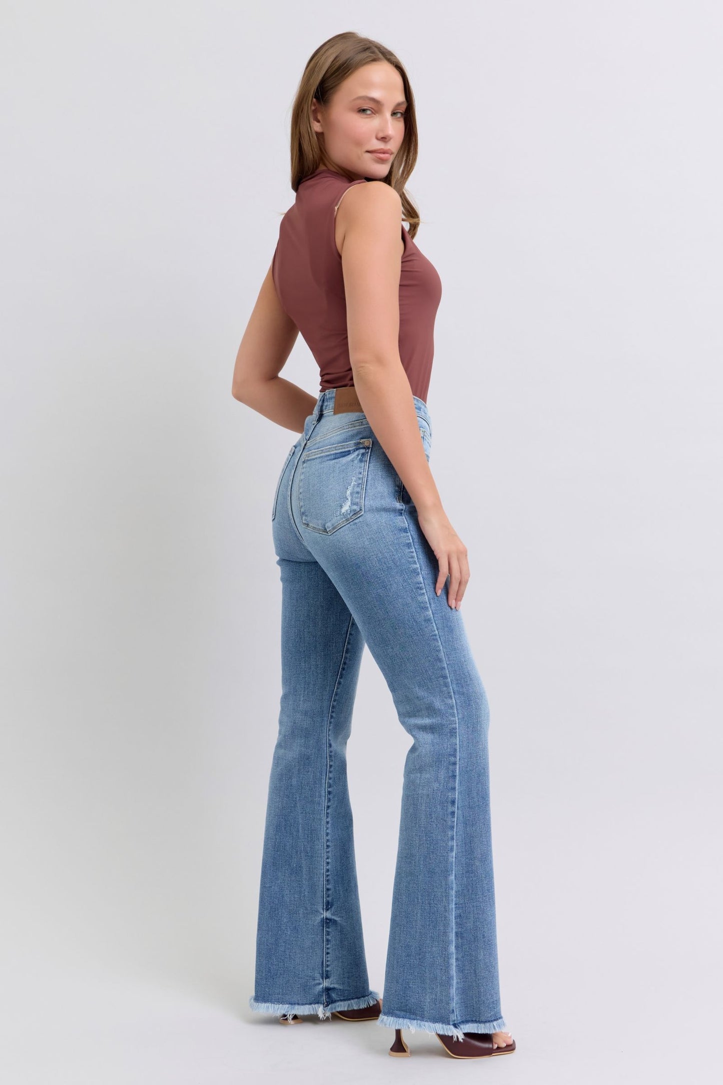 Judy Blue Tiffany Raw Hem High Rise Bootcut Jeans