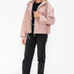 How Dare U My Favorite Layer Drawstring Hem PU Leather Zip Up Jacket in Mauve