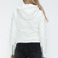 Snobbish Embrace The Day Faux Leather Zip Up Drawstring Hooded Jacket in White