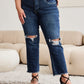 RFM Dylan Tummy Control Distressed High Waist Raw Hem Crop Jeans