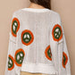 POL Peace with Smiles V-Neck Long Sleeve Peace Pattern Sweater