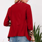 Celeste Conquer Yourself Rolled Leopard Cuff Open Front Blazer in Burgundy