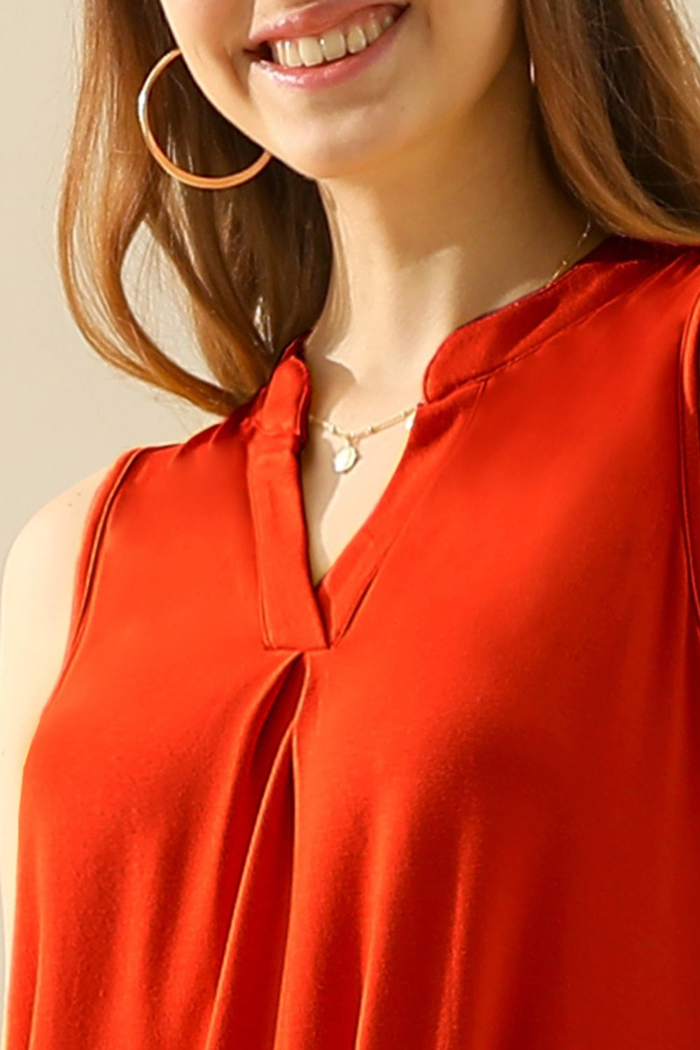 Ninexis Backyard Lights Notched Neck Sleeveless Top