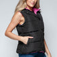 Snobbish Cute and Cozy Snap and Zip Closure Hooded Vest in Black/ Rose Violet