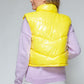 Snobbish A Quilted Touch Zip Up Turtleneck Shiny Quilted Vest in Yellow