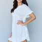 Ninexis Out Of Time Ruffle Hem Dress with Drawstring Waistband in White