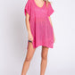 GeeGee Give Me My Hot Pink Short Sleeve Side Slit Knit Cover Up Dress