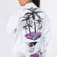 American Bazi Lights, Camera, Fashion Graphic Distressed Long Sleeve Denim Jacket