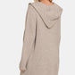 Zenana My Way Hooded Open Front Sweater Cardigan in Heather Mocha