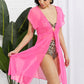 Marina West Swim Pool Day Mesh Tie-Front Cover-Up in Fuchsia Pink