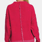 Zenana Give Me Adventures Exposed Seam Mock Neck Long Sleeve Sweater in Viva Magenta