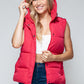 Snobbish Cute and Cozy Snap and Zip Closure Hooded Vest in Magenta