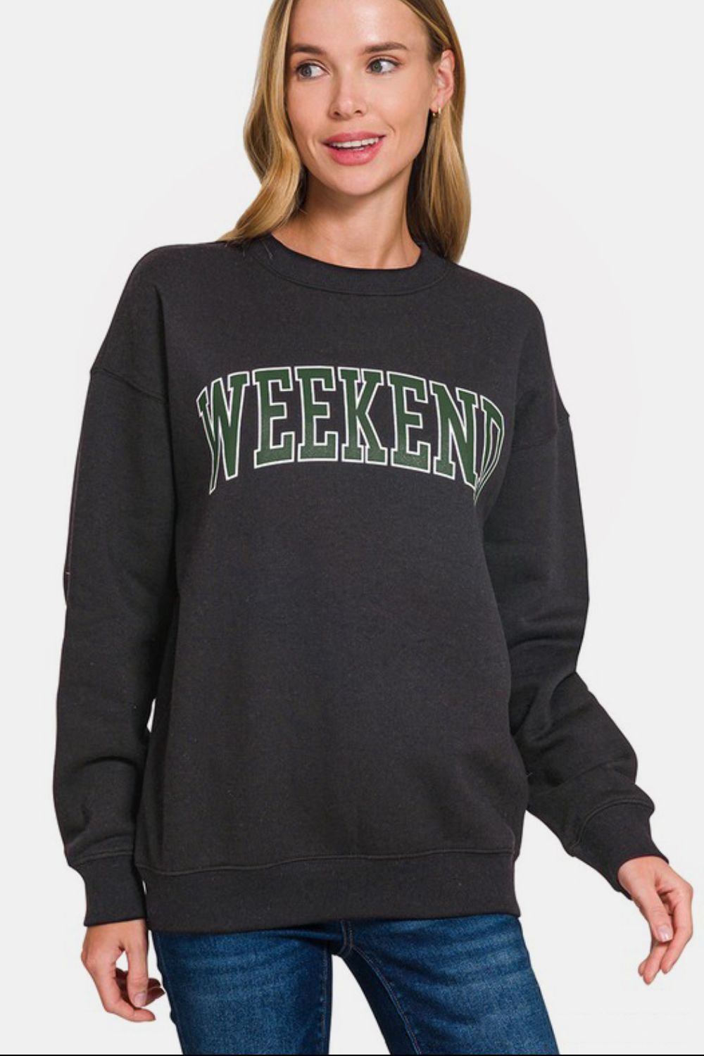 Zenana WEEKEND Dropped Shoulder Sweatshirt