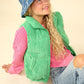 VERY J Fall Adventures Zip Up Padded Corduroy Puffer Vest in Green