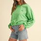 Mable Vintage in Malibu Letter Embroidery Crop Sweatshirt in Apple Green