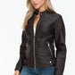 Snobbish A Wild Ride Faux Leather Biker Jacket with Side Zip Pockets in Chocolate