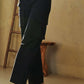 Davi & Dani Everyday Balance Flap Pocket Mid Rise Cargo Pants in Black
