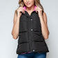 Snobbish Cute and Cozy Snap and Zip Closure Hooded Vest in Black/ Rose Violet