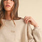 Mable Vintage in Malibu Letter Embroidery Crop Sweatshirt in Taupe