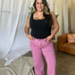 RFM Raelene High Rise Garment Dye Wide Leg Jeans in French Rose