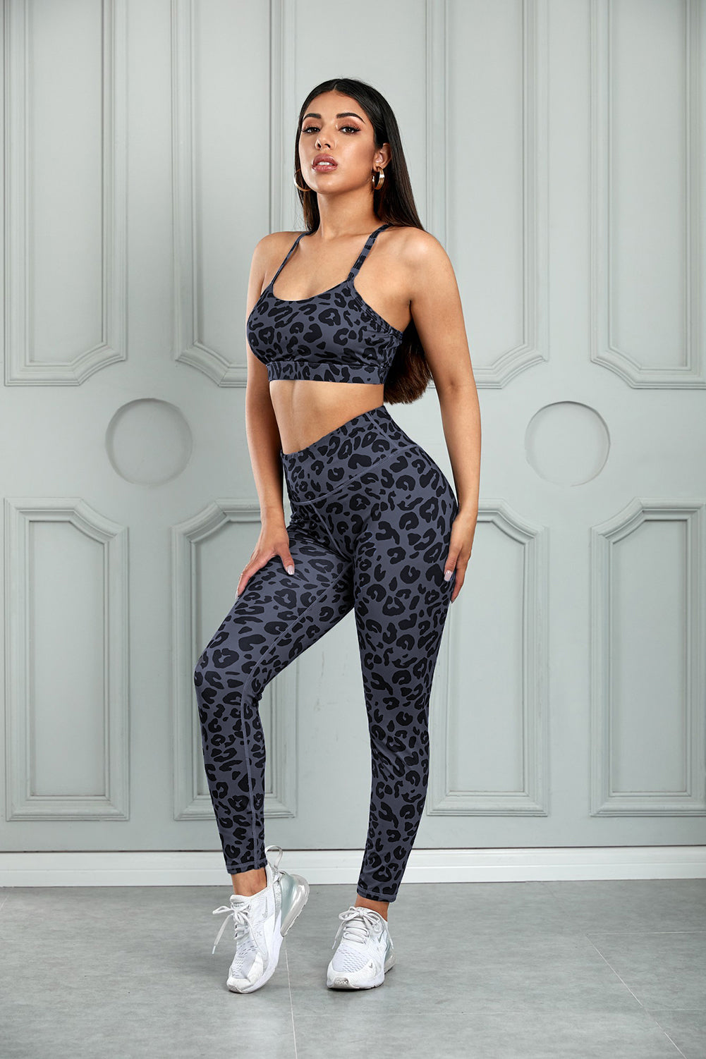 Leading The Pack Leopard Cutout Sports Bra and Leggings Set