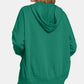 Zenana You Have My Heart Half Snap Long Sleeve Hoodie with Kangaroo Pocket in Dark Green