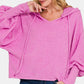 Zenana Brushed Perfection Hacci Drop Shoulder Cropped Hoodie in Bright Mauve