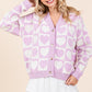 Mittoshop Bringing A Little Love Checkered Heart Button Down Cardigan