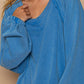 POL Feeling Happy Back Cross Strap Detail Balloon Sleeve Sweatshirt in Cobalt Blue