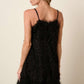 Mittoshop Feathers Don't Ruffle Feather Ruffle Hem Mini Cami Dress in Black