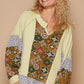 POL A Touch of Sunshine Exposed Seam Printed Notched Neck Raglan Sleeve Knit Top