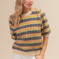 BiBi Chasing Vintage Multi Color Half Sleeve Sweater