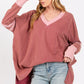 SAGE + FIG Mulberry Lane Mineral Wash Side Slit Contrast T-Shirt