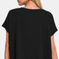 Zenana Back To Simple V-Neck Short Sleeve Crop T-Shirt in Black