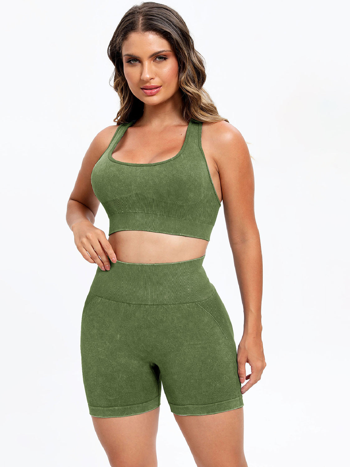 Training Day Scoop Neck Wide Strap Top and Shorts Active Set