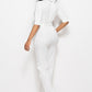 Driven Mock Neck Tie-Waist Half Sleeve Jumpsuit with Pockets
