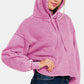 Zenana My Happy Place Acid Wash Fleece Cropped Hoodie in Mauve