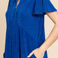 Culture Code Saving You Time Short Sleeve Ruffled Asymmetric Hem Dress in Royal