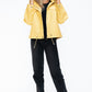 How Dare U My Favorite Layer Drawstring Hem PU Leather Zip Up Jacket in Pale Yellow