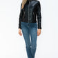 Snobbish Biker Babe PU Leather Zip Up Jacket with Pockets in Black