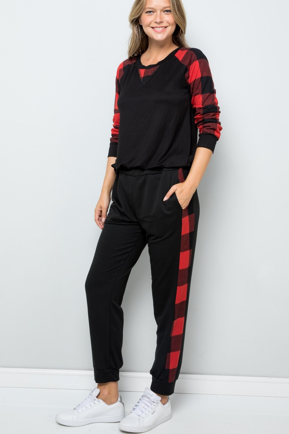 Celeste Design Wonders Around Plaid Side Print Sweatpants