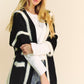 Davi & Dani Just Breathe Fuzzy Trim Open Front Loose Fit Cardigan