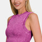 Zenana Make Your Own Summer Washed Ribbed Seamless Crop Tank with Bra Pad in Light Plum