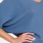 Zenana Make Your Move V-Neck Short Sleeve Dolman Sweater in Dusty Blue