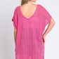 GeeGee Give Me My Hot Pink Short Sleeve Side Slit Knit Cover Up Dress