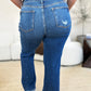 Judy Blue Joanna Mid Rise Distressed Raw Hem Jeans