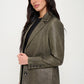 Coalition LA A Touch of Edge Single-Breasted Vegan Leather Blazer in Olive Brown