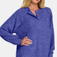 Zenana Mixed Emotions Brushed Melange Hacci High-Low Sweater in Bright Blue