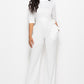 Driven Mock Neck Tie-Waist Half Sleeve Jumpsuit with Pockets