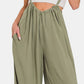 Zenana My Vibe Pocketed Wide Strap Wide Leg Overalls in Light Olive